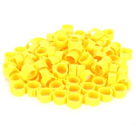 200Pcs 10mm Bird Leg Ring, Pigeons No Word Leg Ring Plastic Clip on Identification Tag Poultry Foot Band for Chicks, Pigeons, Parrots, Chickens(Yellow)