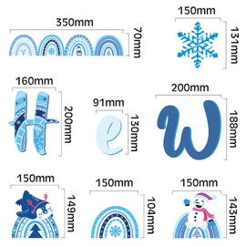 112 Pcs Winter Bulletin Board Cut Outs Hello Winter Rainbow Themed Bulletin Board Decorations Christmas Snowflake Snowman Cutouts Set Trim Borders for Kids Home School Classroom Decor
