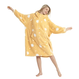 Winthome Lengthen Oversized Blanket Hoodie for Women Men Adult, Sherpa Fleece Wearable Blanket with Zipper, Gift for Family Friends (Khaki, Adult size)