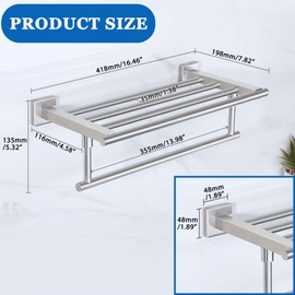 Alise 16 Inch Towel Racks for Bathroom, Towel Rack Wall Wounted with Tower Bars, SUS 304 Stainless Steel Bathroom Shelf, Heavy Duty Hand Towel Holder (Brushed Nickel)