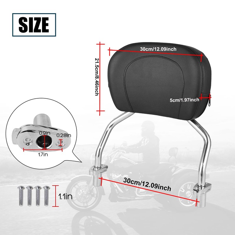 DSISIMO Detachable Passenger Backrest Sissy Bar With Back Rest Pad