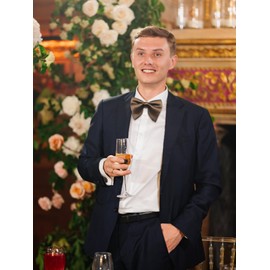 Luckyvestir Oversized Bow Ties for Men, Pre Tied Clip on Men's Black Bowtie for Wedding Tuxedo Banquets Formal Wear