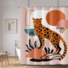 Mid Century Boho Leopard Shower Curtains Abstract Modern Geometric Minimalist