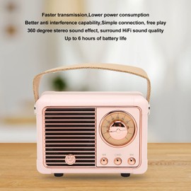MUNEFE Retro Bluetooth Speaker, Portable Vintage Speaker, Mini Wireless Bluetooth Speaker Suitable for Home Outdoor Pink