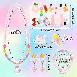 VGMANNTA Unicorn Gifts for Girls Unicorn Toy Gift Girls 5 Years Birthday Gift Handbag Girls Unicorn Children's Jewellery Set Girls Children's Jewellery Princess Toy Purple 01B, Polyester
