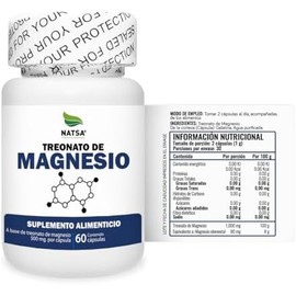 NATSA Treonato de Magnesio 60 Cápsulas 500 mg de Treonato