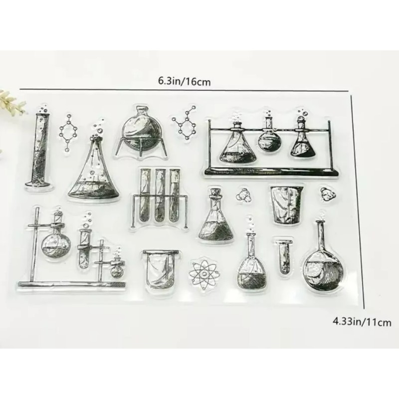 Lab science test tubes Clear Cling Stamps