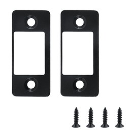 Mewutal 2pcs Deadbolt Restorer Strike Plate 1" x 2 1/4" Large Hole Striker Lock Plate Black Latch Strike Plate Stainless Steel Repair Backplates for Home Door (Black)