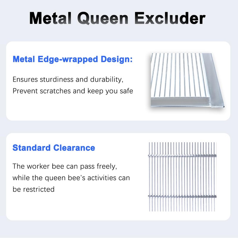 witbee 4Pcs Metal Queen Excluder for 10 Frame Beehive Metal