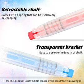 Washable Non-toxic Dustless Powerful Writing Chalk for Kids, Colored Sidewalk Chalk With Holder,Easy to wipe without leaving any marks,Tool for Blackboard , Kids Children Drawing Writing,12PCS