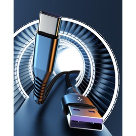 USB Type-C to USB-A Cable, 1.8m/6ft Length, Nylon Braided, 2-Pack, Black