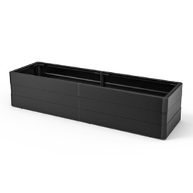 SunnyRoyal 54" Wx9 Hx6 D Black Aluminum Hedge Base Planter Box for Artificial Boxwood Hedge Greenery Wall