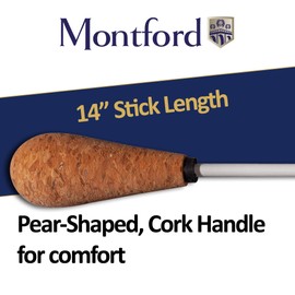Montford Conductor's Baton - 14" Pear-Shaped, Cork Handle - Secure Grip - Elegant White Lacquered Stick - Precision and Balance for Orchestra/Band Conductors - MFBC14P