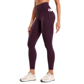 CRZ YOGA Womens Butterluxe Workout Leggings 25 Inches - High Waisted Gym Yoga Pants with Pockets Buttery Soft Deep Purple Medium