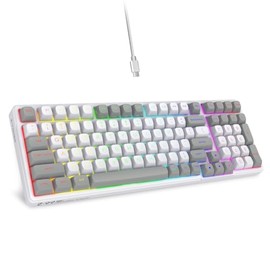 HUO JI Z-99 Wired Mechanical Keyboard, Creamy Sound, Hot Swappable Pre-lubed Linear Switches, Gasket Structure with Sound Dampening Foam, RGB Backlit,