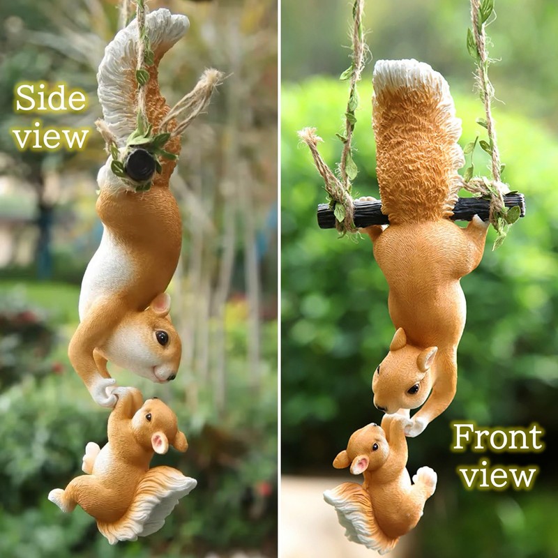 NOELAMOUR Garden Figurine Cute Squirrel Parent Child Hanging Animal Resin