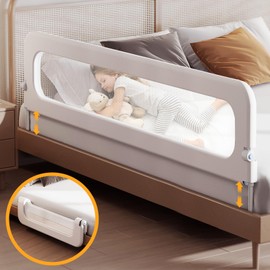 Baby Bed Guard Rail for Toddler - 78.7in Adjustable Heights, Swing Down Bedrail, Extra Tall Child Safety Side Railing Guards for Kids - Toddler Bed Rail for Queen, King, Twin, and Bunk Size Beds