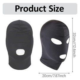DmsGJyp 2 Pcs Unisex Full Cover Hood Mask - Breathable Elastic Face Mask, Head Mask for Couples, Adult Games, Parties, Carnival, Role-Playing, Open Mouth Design (Black, M)