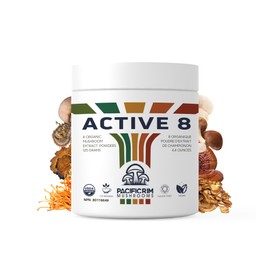 Pacific Rim Mushrooms Active 8 Mushroom Extract Powder 125 grams of Organic Lion's Mane, Reishi, Cordyceps, Maitake, Shiitake, Turkey Tail, Chaga, and Himematsutake - Performance Supplement