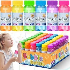 48 Pack Bubble Bottles with Wand in 6 Colors, Bulk Party Favors for Kids, Birthday, Christmas, New Year, Valentine, Carnival, School Classroom Prizes for Boys & Girls, Ideal Goodies Bags Stuffers
