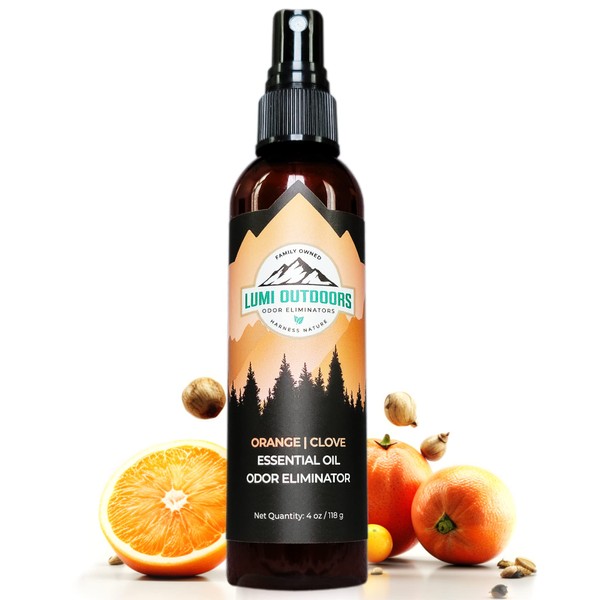 Natural Air Freshener - Orange Clove - Essential Oil Odor Eliminating Room Spray by Lumi Outdoors