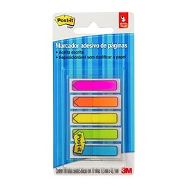 3M Post-it Banderitas Adhesivas Flechas, colores Neón, 5 blocks con 20 banderitas cada block