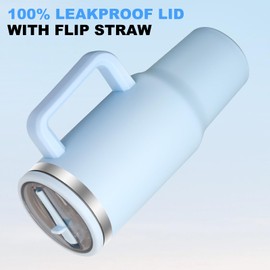 QDXMD 40 oz Tumbler with Handle and Flip Straw Lid, Vacuum Insulated Leak Proof Double Walled Stainless Steel Travel Mug Tumblers, Maintains Cold Ice and Heat for Hours(Blue)