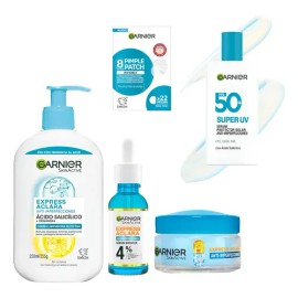 Kit Garnier Anti Acné 5p Crema+suero+gel+parches+protector.
