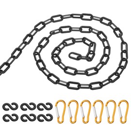 PATIKIL 20Ft Plastic Chain Barrier, Safety Link Chain with 6 S-Hooks and 6 Clips for Crowd Control at Driveway Elevator Parking Lot, Black