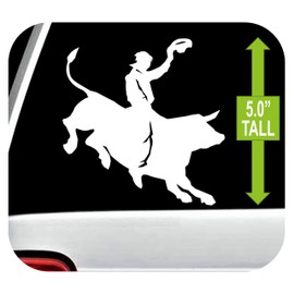 Rodeo Cowboy Bull Riding Decal Bullriding Sticker for Car Window 5 Inch x 5 Inch