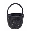 Prudance Small Woven Cotton Basket with Sparkly Gold Sequins, 6"x5",Black