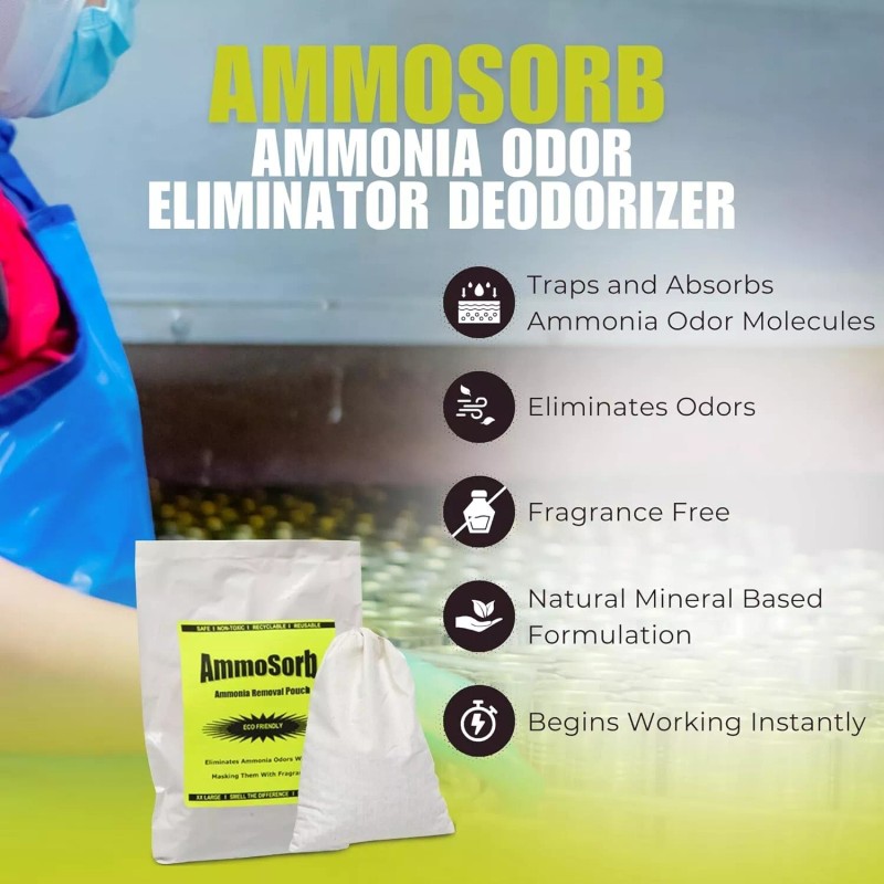 AMMOSORB Reusable Ammonia Odor Eliminator Deodorizer Pouch: Treats 150 Sq.