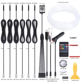 TABEN Ambient Light App Control + RGB Remote Control Car Atmosphere Light Lamp Soft DIY Refit Fibreglass Tape 64 Colours Interior Lighting Decorative Light 1 W DC 12 V 8 m