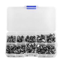 Tiardey 110pcs Chicago Screws 4 5 6 8 10 12mm Bookbinding Screws Rivets Chicago Buttons for DIY Leather Decoration Bags Crafts Collars Belts Books Bright (Black)