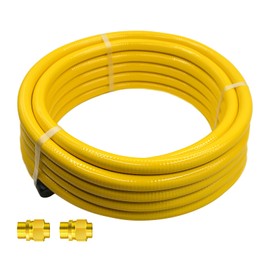 3/4" CSST Gas Line 33ft Flexible Gas Line,Corrugated Stainless Steel Tubing with 2 Pack 1/2" x 3/4" NPT Male Pipe Adapter Fittings for Natural Gas and Propane