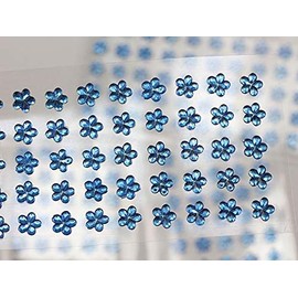 KraftGenius Allstarco – Adhesivos acrílicos con Diamantes de imitación de plástico para Pegar en el Cuerpo, Joyas para Tarjetas y Invitaciones, Manualidades, 5 Hojas, Flower/Blue, 6 mm, 1