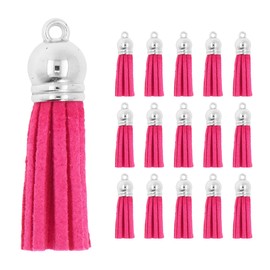 Mandala Crafts Faux Suede Tassels for Keychains Hot Pink Tassels for Crafts - Small Tassels for Jewelry Making Charms - 100 Faux Leather Tassels Hot Pink Keychain Tassels Bulk