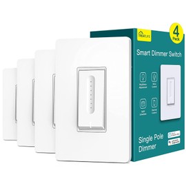 TREATLIFE Smart Dimmer Switch 4 Pack, Single Pole Smart Switch Works with Alexa and Google Home, Neutral Wire Required, 2.4GHz WiFi Dimmer Light Switch for LED, CFL, Incandescent Bulbs