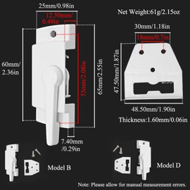 1 Piece Sliding Window Sash Lock, Zinc Alloy White Sliding Window Locks, Window Frame Security Locks, Window Crescent Locks (Model B)