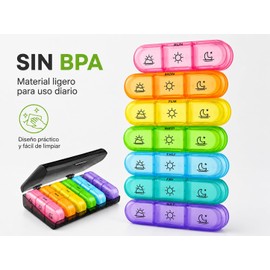 Pastillero Semanal de 7 Días con 21 Compartimentos, Pastillero de Gran Capacidad para Mañana, Mediodía y Noche, Cajas Diarias Extraíbles, Organizador Portátil para Casa, Oficina, Viaje y Uso Cotidiano