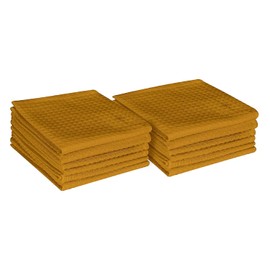 Native Fab Waffle - Paquete de 12 paños de cocina de algodón de 12 x 12 pulgadas, absorbentes, lavables, toallas de cocina, toallas de limpieza de restaurantes, toallas de bar, trapos para el hogar, barras de cocina, amarillo mostaza