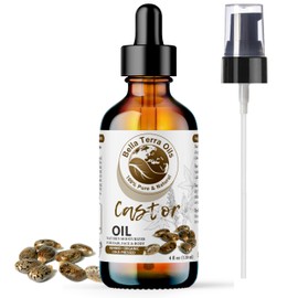 Bella Terra Oils - Organic Castor Oil 4oz Glass Bottle - Luxuriate with Cold-Pressed Organic Castor Goodness, Overflowing with Palmitic Acid, Perfect Skin Partner