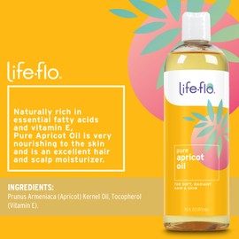 Life-Flo Pure Apricot Oil | Rich Moisturizer For Face, Body & Massage | Nourishes & Strengthens Hair & Soothes Scalp | Cold-Pressed & No Hexane, 16oz