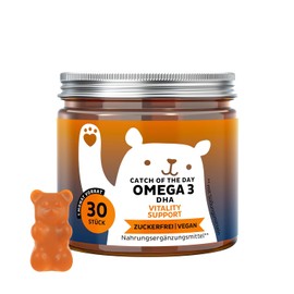 Catch Of The Day Vitality Support - Omega-3 DHA - Fish Free - With Vitamin C and E, Microalgae Oil - Immune System - 30 Pieces (1 Month) - Sugar Free, Vegan - Bears with Benefits