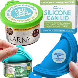 Basic Haus Cat Food Can Covers Lids - Universal Size Can Lid - Cat Food Top - Dog Food Can Covers Lids - Cat Food Lid Covers - Cat Can Lids - Silicone Can Cover - Can Cap - 3 Piece Set