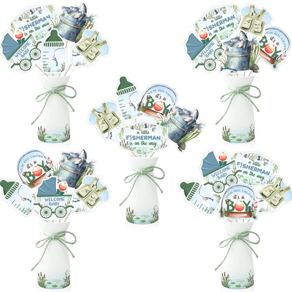 kreat4joy Fishing Baby Shower Decoration Boy, 24pcs A Little Fisherman
