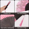 YOLCAR 2 Pack Patterned Silk Folding Fans, Handheld Bamboo Fans