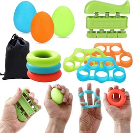 Ejercitador de Dedos Mano de Agarre, 11 PCS 6.6-88 lb Ejercicio de Fuerza para Dedos con Bolsa, Ejercitador de Manos y Dedos, Kit de Entrenamiento de Agarre, Alivio del Estrés
