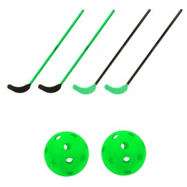 TOOLZ Children's Hockey Stick Set - Hockey Set with 4 Hockey Bats (70 cm Long) + 2 Hockey Balls - Ideal for Street Hockey or Indoor Hockey Indoor and Outdoor