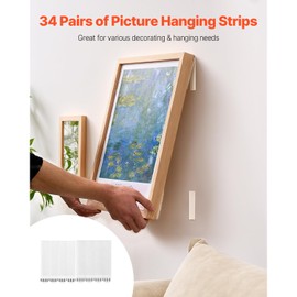 Happybuy Picture Hanging Strips - 34 Pairs! Ultra - Strong with Removable Adhesive. Ideal for Hook & Loop Style Hanging. Hang Photos, Frames, and Wall Decor Without Damaging Walls
